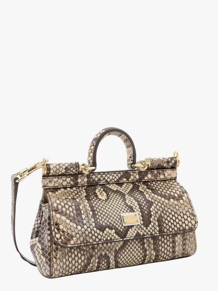 DOLCE E GABBANA Leather Handbag With Animalier Print