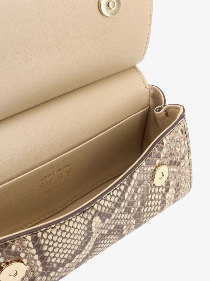 DOLCE E GABBANA Leather Handbag With Animalier Print