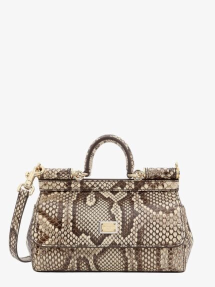 DOLCE E GABBANA Leather Handbag With Animalier Print