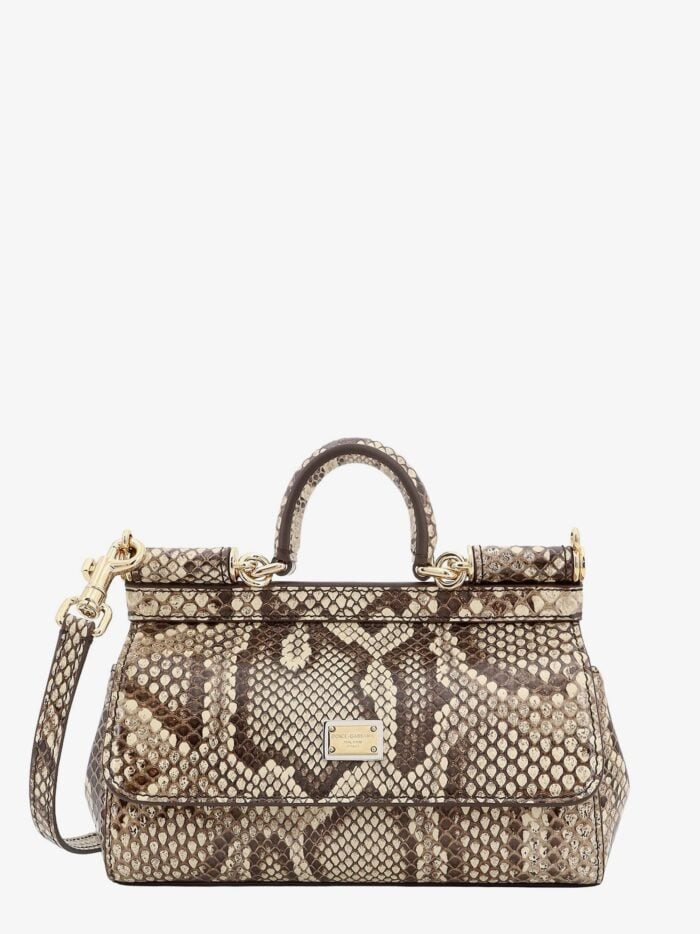 DOLCE E GABBANA Leather Handbag With Animalier Print