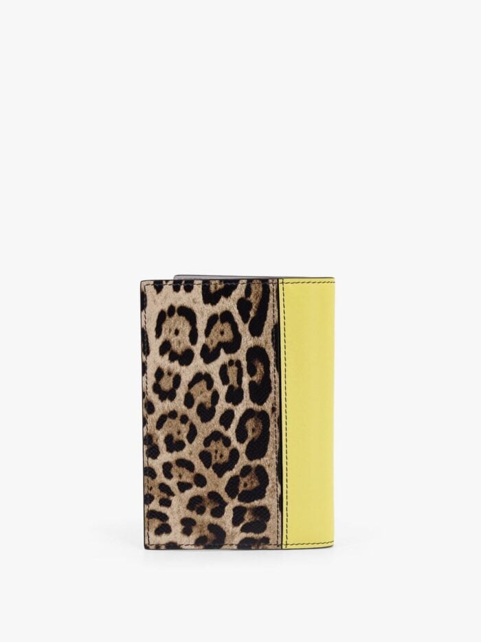 DOLCE E GABBANA Saffiano Leather Passport Holder With Clored Leather Inserts