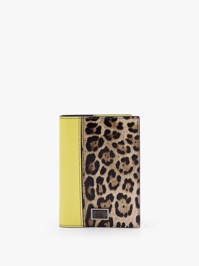 DOLCE E GABBANA Saffiano Leather Passport Holder With Clored Leather Inserts