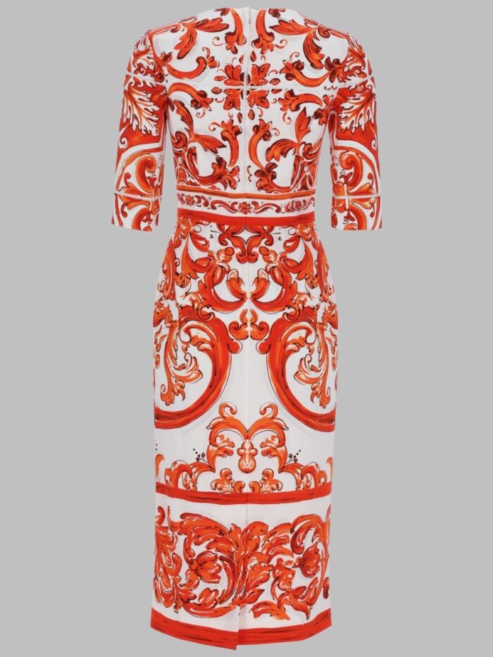 Dolce & Gabbana ABITO IN CHARMEUSE STAMPA MAIOLICA