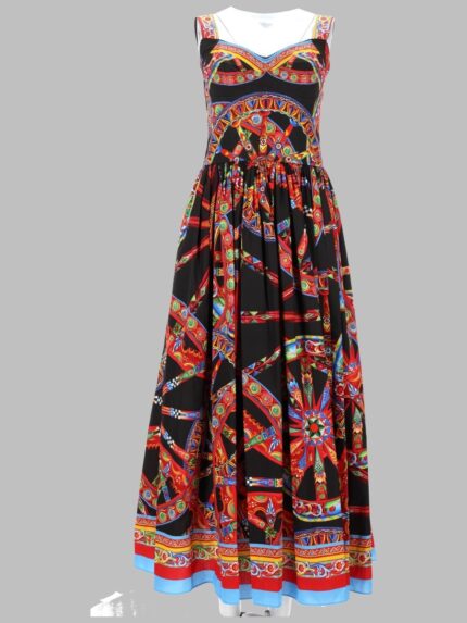 Dolce & Gabbana ABITO LUNGO IN POPELINE CON STAMPA