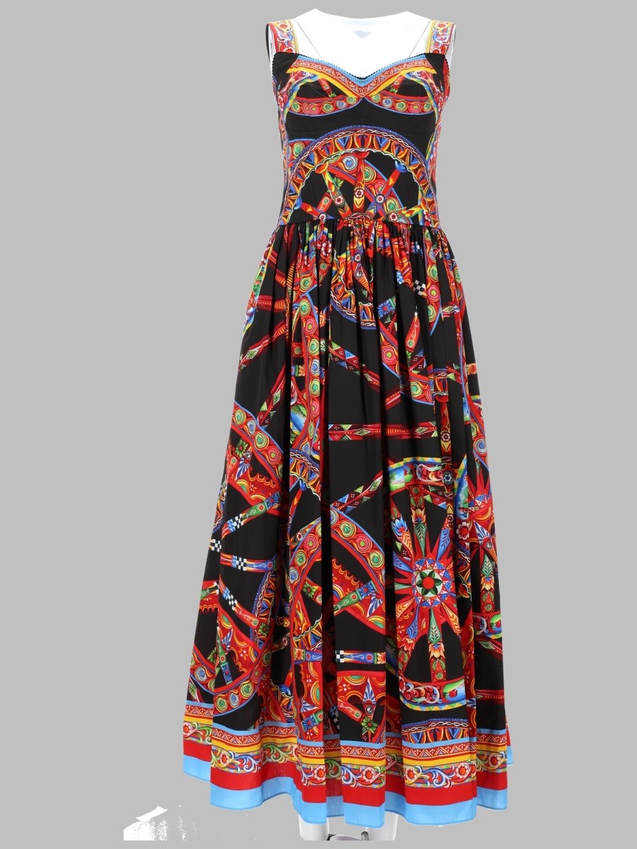 Dolce & Gabbana ABITO LUNGO IN POPELINE CON STAMPA