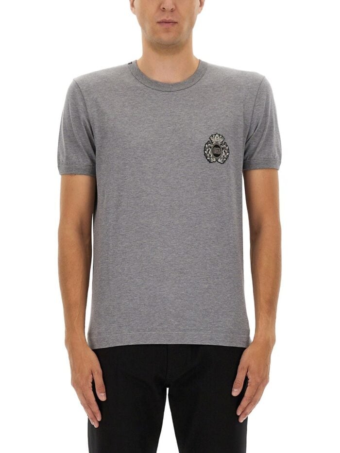 Dolce & Gabbana "BEE AND CROWN" EMBROIDERED T-SHIRT