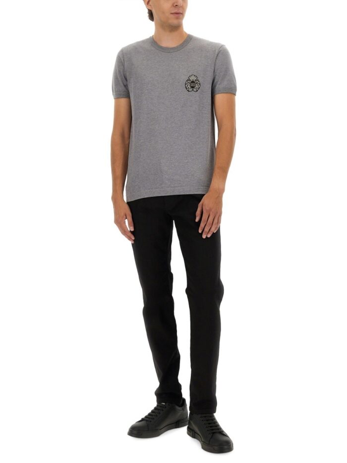 Dolce & Gabbana "BEE AND CROWN" EMBROIDERED T-SHIRT