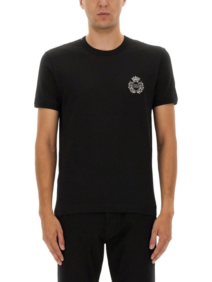 Dolce & Gabbana "BEE AND CROWN" EMBROIDERED T-SHIRT