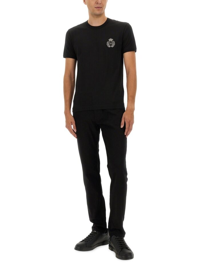 Dolce & Gabbana "BEE AND CROWN" EMBROIDERED T-SHIRT