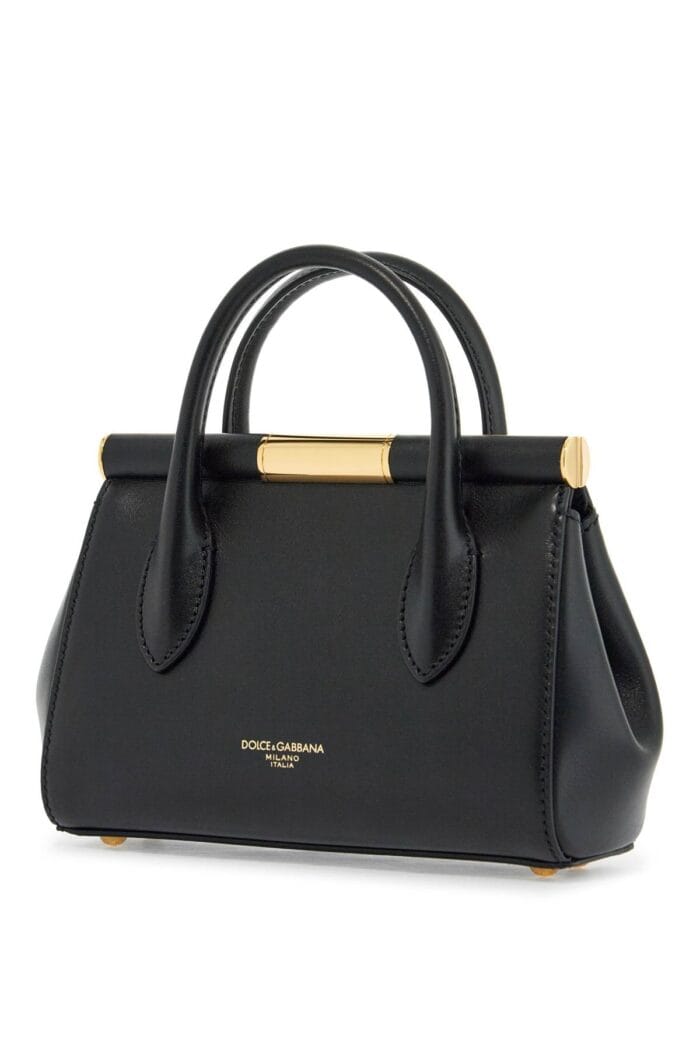 DOLCE & GABBANA Black Calfskin Handbag With Gold Chain