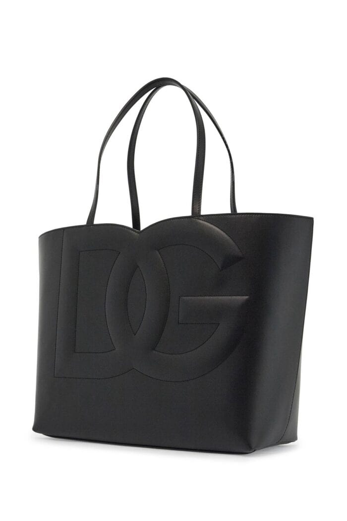 DOLCE & GABBANA Black Calfskin Shopping Bag With Embossed Logo