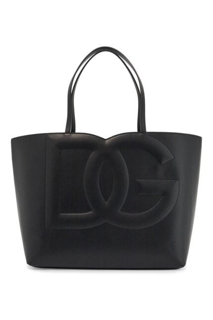 DOLCE & GABBANA Black Calfskin Shopping Bag With Embossed Logo