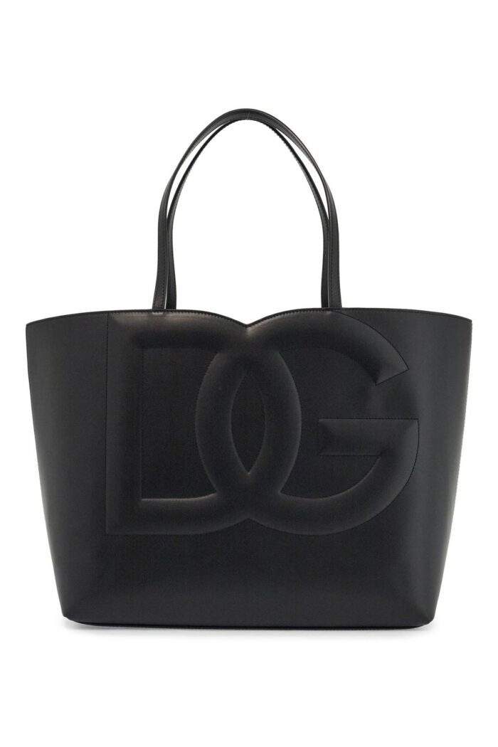 DOLCE & GABBANA Black Calfskin Shopping Bag With Embossed Logo