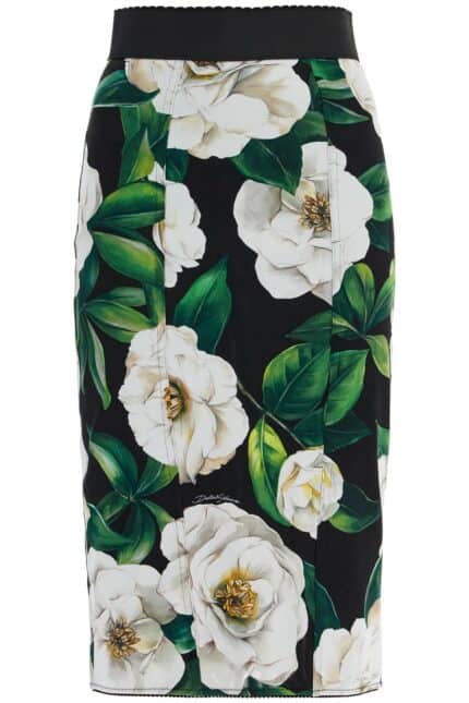 DOLCE & GABBANA Black Floral Synthetic Knee-length Skirt