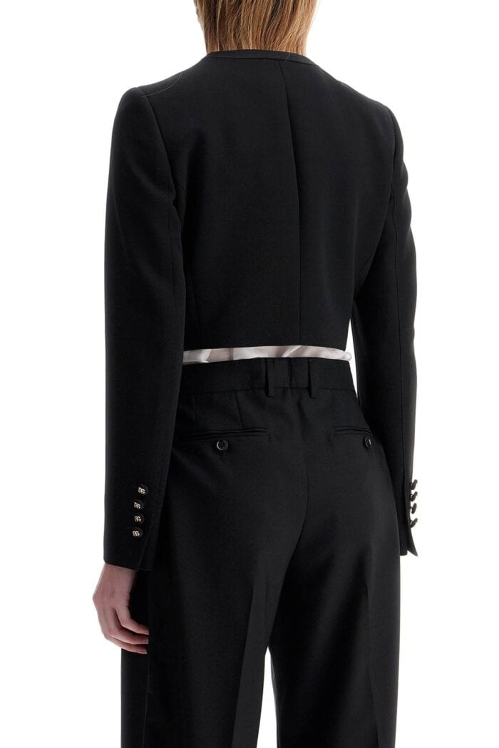 DOLCE & GABBANA Black Wool Blazer With Logo Buttons