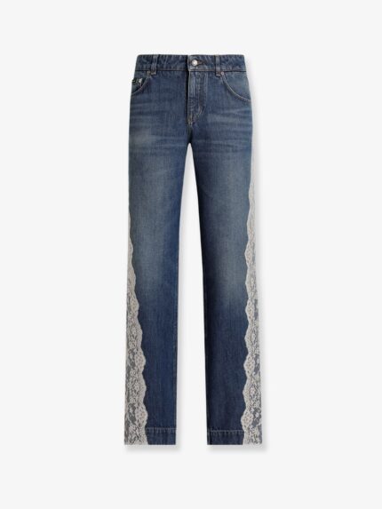 Dolce & Gabbana Blue Denim Jeans With Lace Profiles