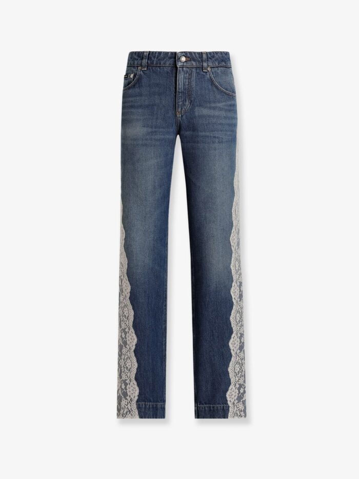 Dolce & Gabbana Blue Denim Jeans With Lace Profiles