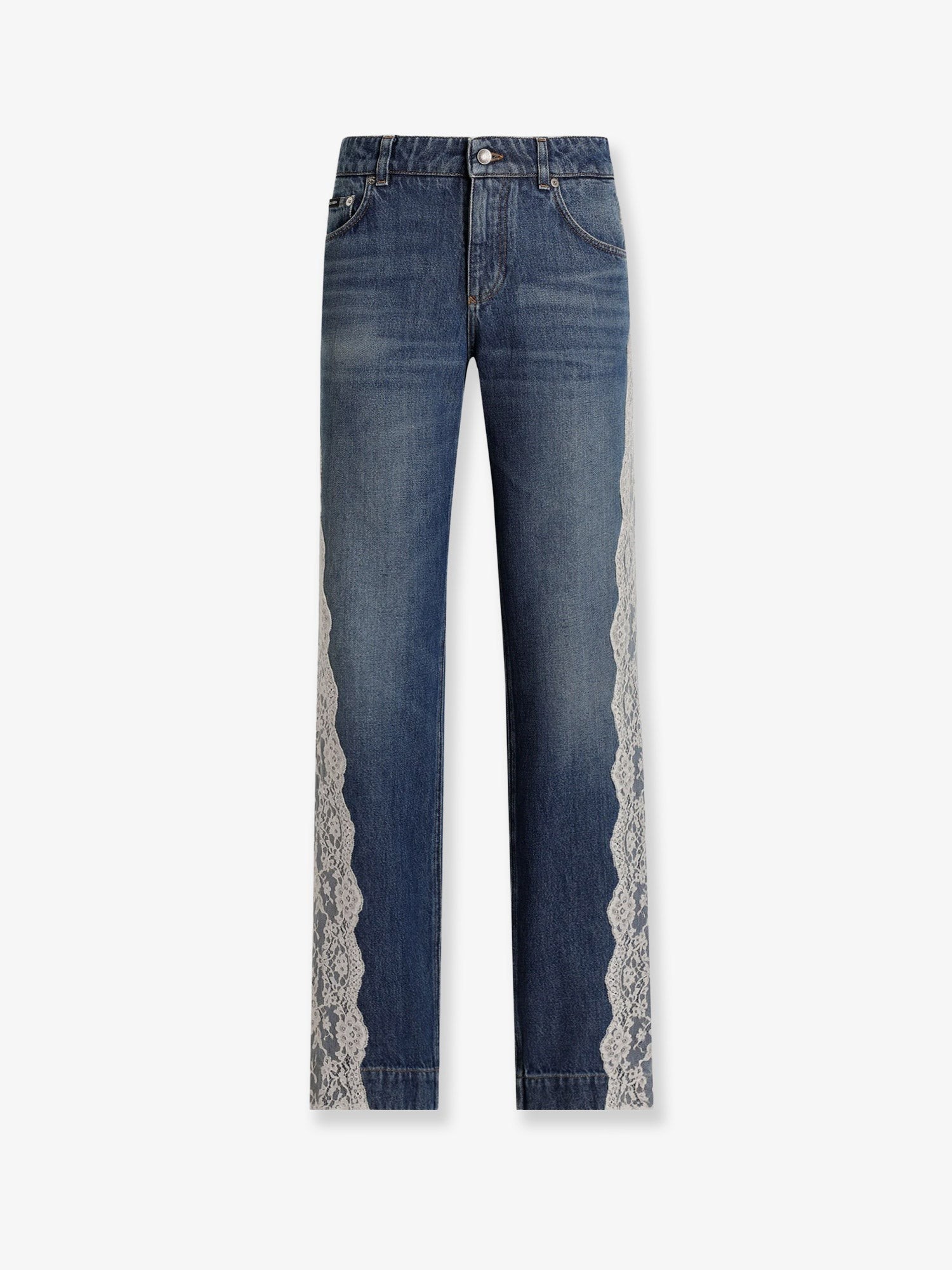 Dolce & Gabbana Blue Denim Jeans With Lace Profiles