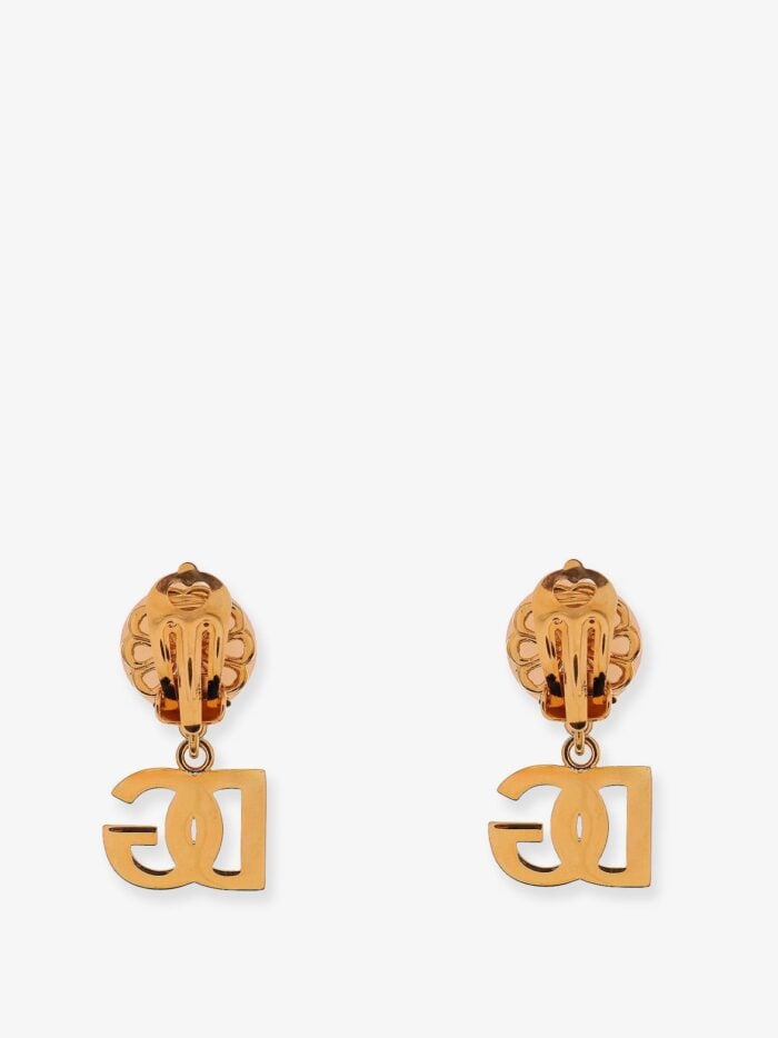 Dolce & Gabbana Brass Earrings With Logo Monogram And Pearl
