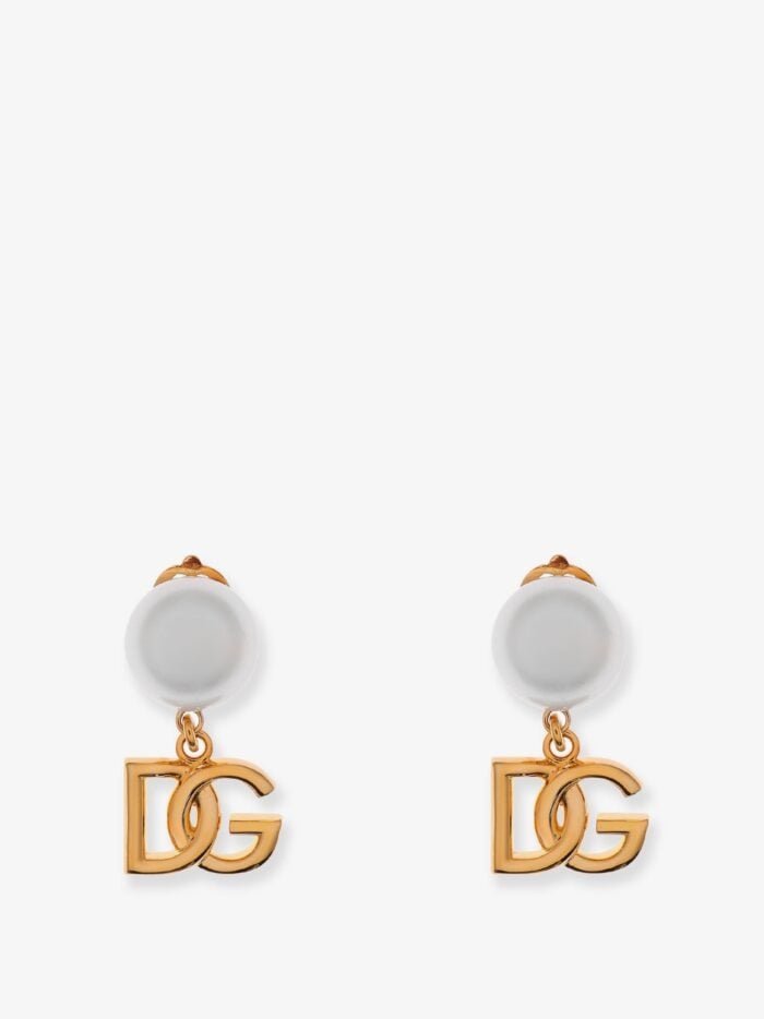 Dolce & Gabbana Brass Earrings With Logo Monogram And Pearl