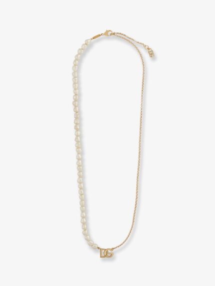 Dolce & Gabbana Brass Necklace With Pearls And DG Logo