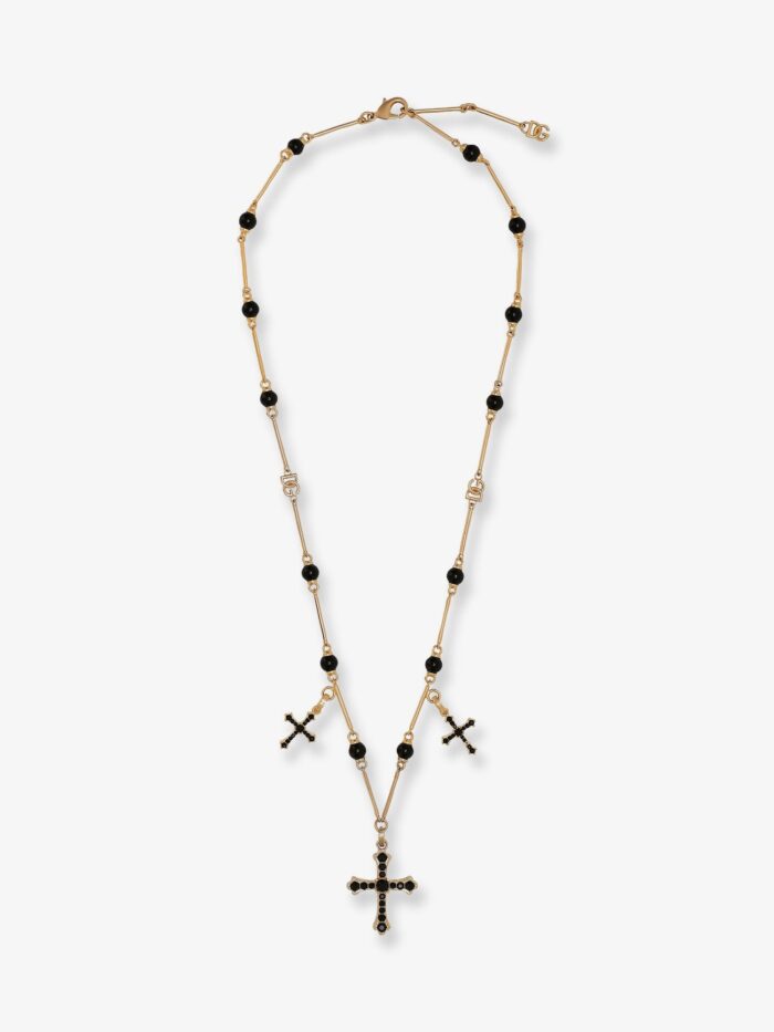 dolce & gabbana brass rosary with cross charms Dolce & Gabbana Brass Rosary With Cross Charms