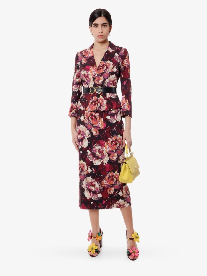 Dolce & Gabbana Cady Blazer With Peonie Flower Print