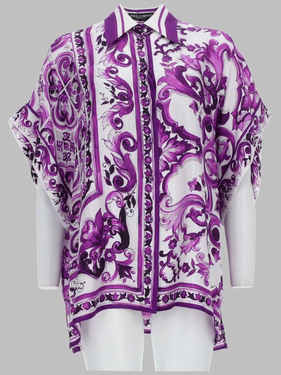 Dolce & Gabbana CAMICIA IN TWILL STAMPA MAIOLICA