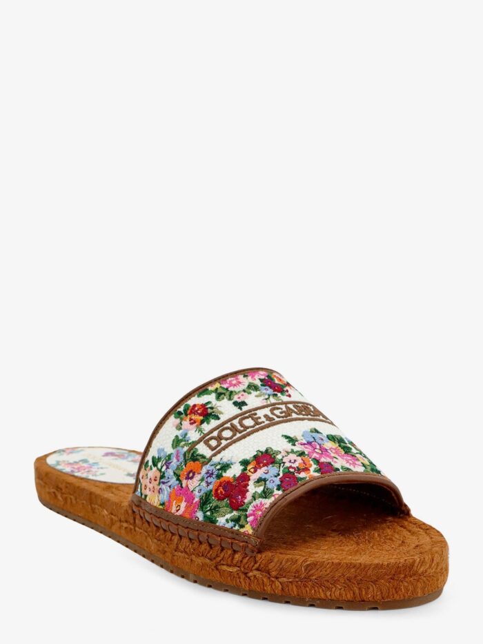 Dolce & Gabbana Canvas Sandals With Embroidered Logo On The Front