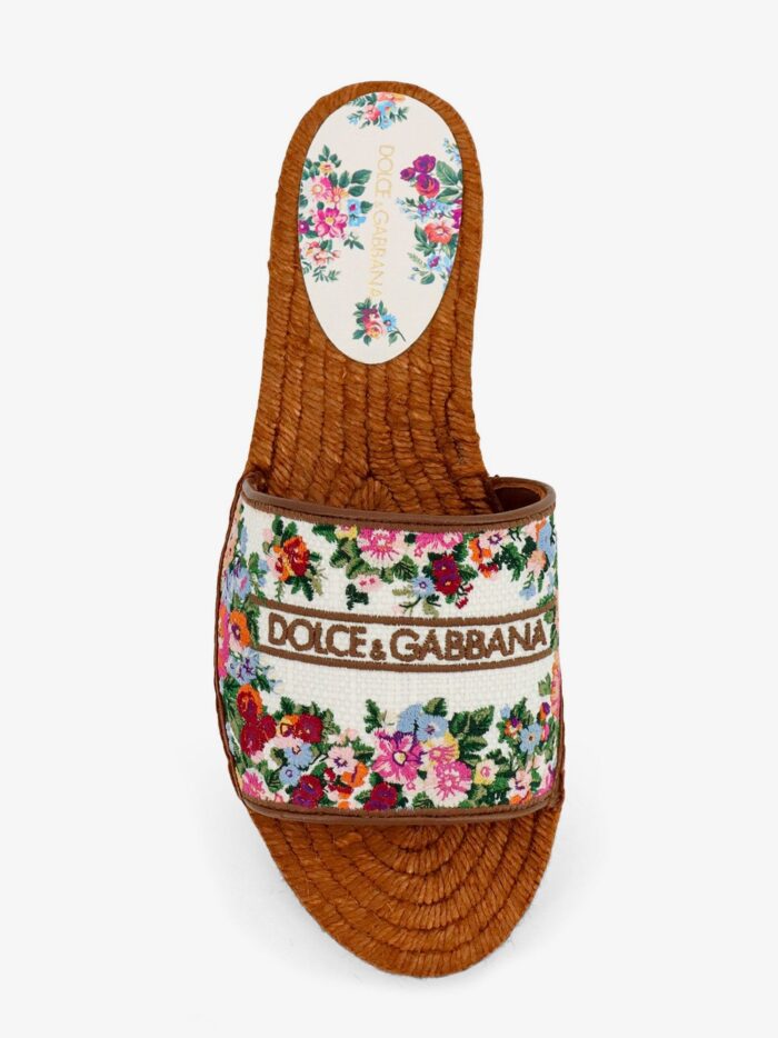 Dolce & Gabbana Canvas Sandals With Embroidered Logo On The Front