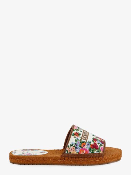 Dolce & Gabbana Canvas Sandals With Embroidered Logo On The Front