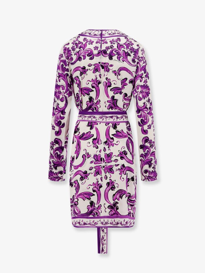 Dolce & Gabbana Charmeuse Short Dress With Maiolica Print