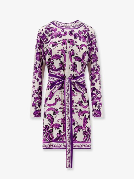 Dolce & Gabbana Charmeuse Short Dress With Maiolica Print