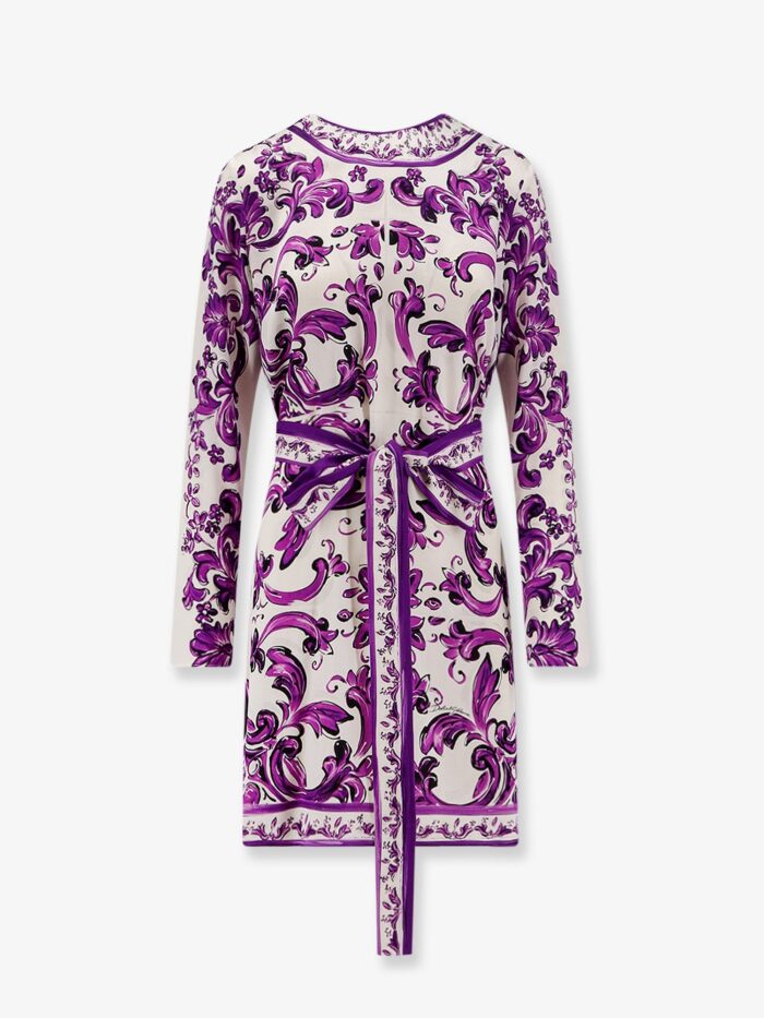 Dolce & Gabbana Charmeuse Short Dress With Maiolica Print