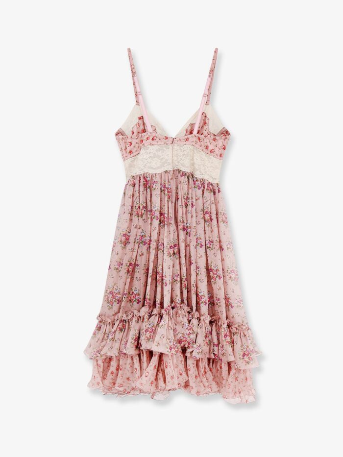 Dolce & Gabbana Chiffon Dress With A Mazzolini Di Fiori Print