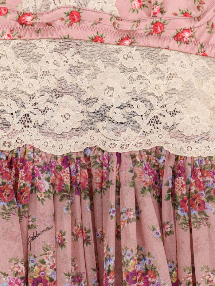 Dolce & Gabbana Chiffon Dress With A Mazzolini Di Fiori Print