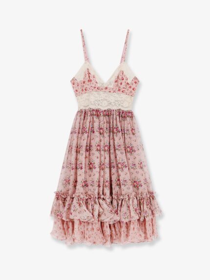 Dolce & Gabbana Chiffon Dress With A Mazzolini Di Fiori Print