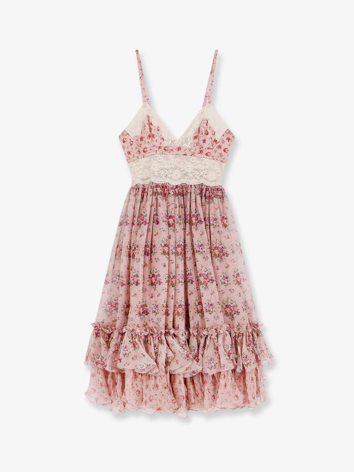 Dolce & Gabbana Chiffon Dress With A Mazzolini Di Fiori Print