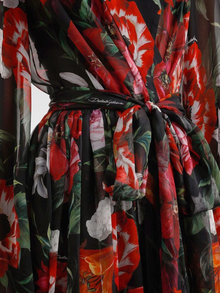 Dolce & Gabbana Chiffon Dress With Floral Print