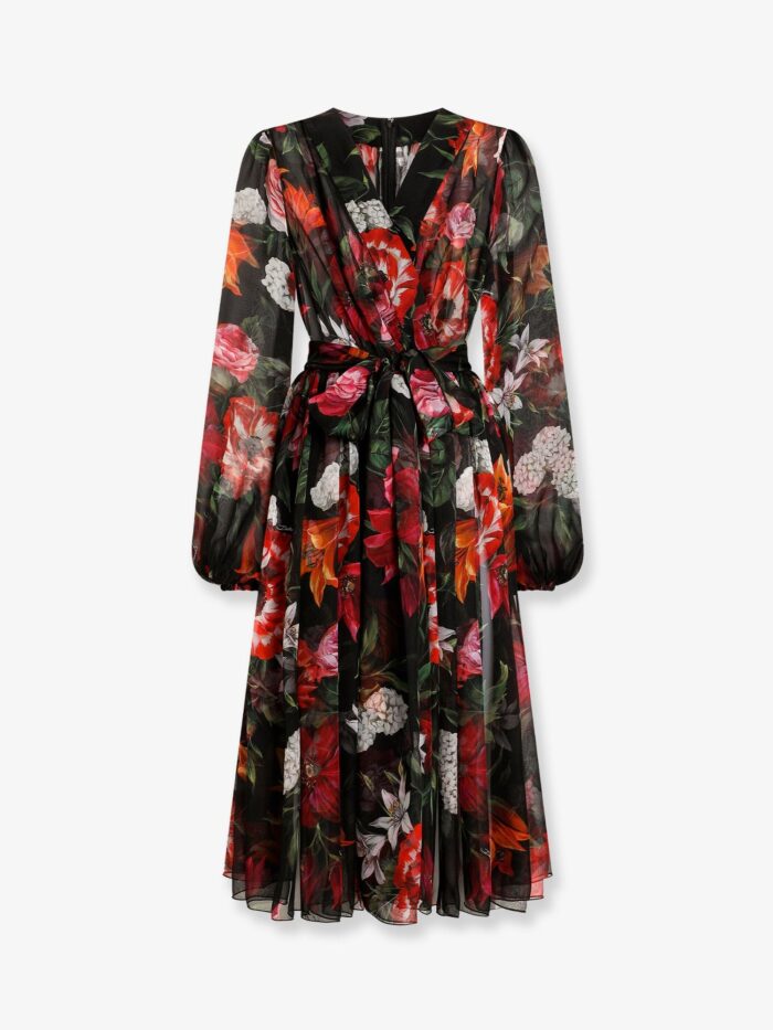 Dolce & Gabbana Chiffon Dress With Floral Print
