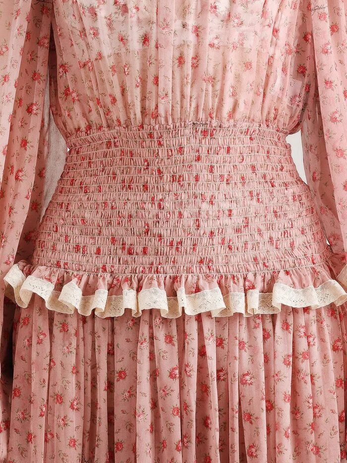 Dolce & Gabbana Chiffon Dress With Roselline Print