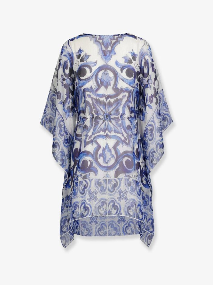 Dolce & Gabbana Chiffon Kaftan With Maiolica Print