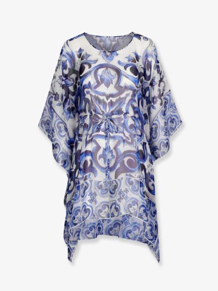 Dolce & Gabbana Chiffon Kaftan With Maiolica Print