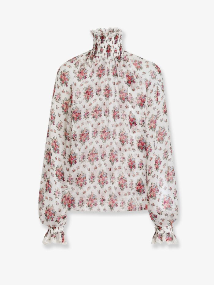 dolce & gabbana chiffon shirt with a mazzolini di fiori Dolce & Gabbana Chiffon Shirt With A Mazzolini Di Fiori