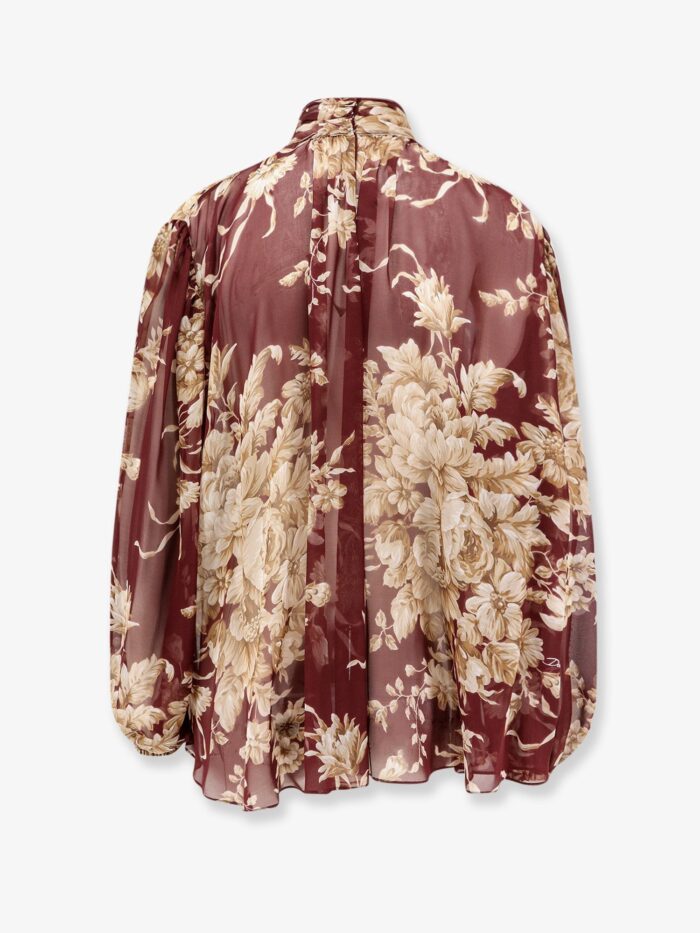 Dolce & Gabbana Chiffon Shirt With Rose Print