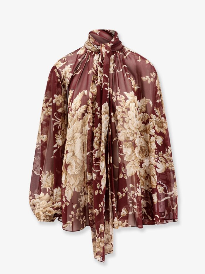 Dolce & Gabbana Chiffon Shirt With Rose Print