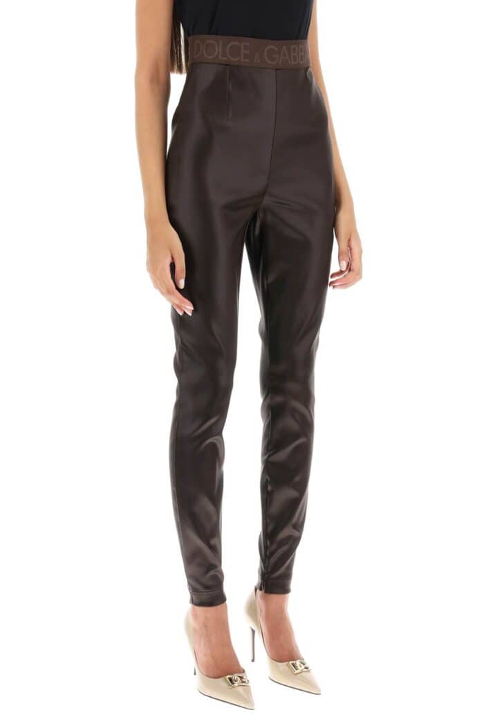 Dolce & Gabbana Coated Look Stretch Satin Leggings