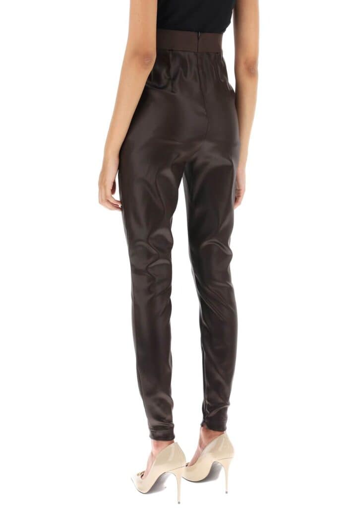 Dolce & Gabbana Coated Look Stretch Satin Leggings