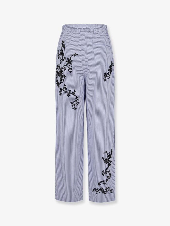Dolce & Gabbana Cotton And Silk Blend Trousers With Embroidered Flowers