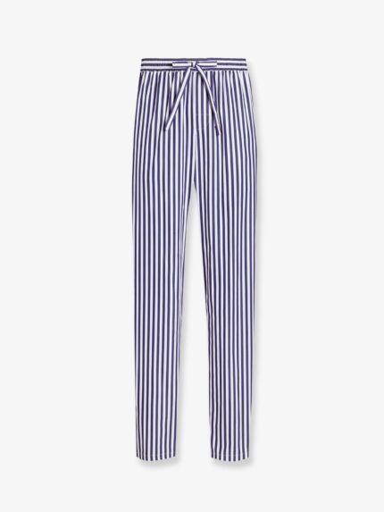 Dolce & Gabbana Cotton And Silk Trousers With Striped Motif